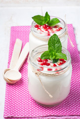 Natural homemade yogurt closeup.