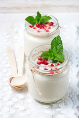 Natural homemade yogurt closeup.