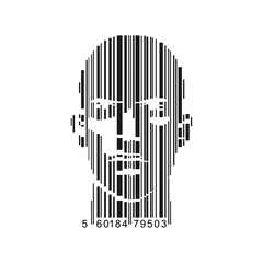 vector of bar-code combined with man face
