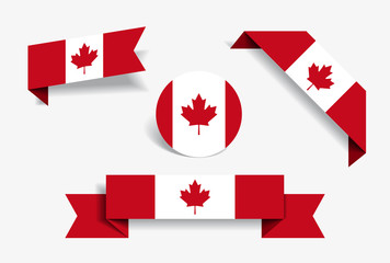 Canadian flag stickers and labels. Vector illustration.