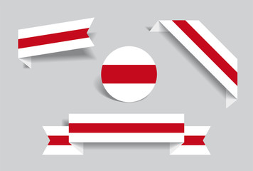 Belarusian flag stickers and labels. Vector illustration.