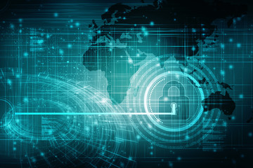 2d illustration Safety concept: Closed Padlock on digital background