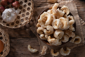 Fototapeta premium Pork rinds also known as chicharon or chicharrones , kab moo
