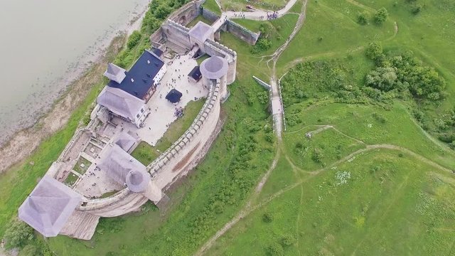 Top down aerial view of Khotyn Fortress