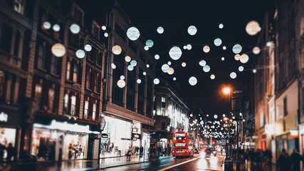 London Christmas lights and decorations on Oxford St