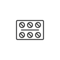 Medical Tablets outline icon. linear style sign for mobile concept and web design. Blister of medication pills simple line vector icon. Drugs symbol, logo illustration. Pixel perfect vector graphics