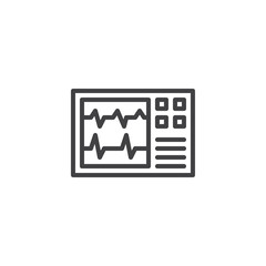 Heartbeat monitoring outline icon. linear style sign for mobile concept and web design. Heart beat, cardiogramm pulse simple line vector icon. Heart monitor symbol, logo illustration. Pixel perfect
