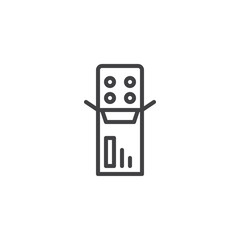 Medications pack outline icon. linear style sign for mobile concept and web design. Medical pills pack simple line vector icon. Pharmacy drugs symbol, logo illustration. Pixel perfect vector graphics