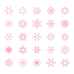 Snowflake vector icon white background set color. Winter blue christmas snow flat crystal element. Weather illustration ice collection. Xmas frost snow flake isolated.
