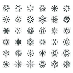 Snowflake vector icon white background set color. Winter blue christmas snow flat crystal element. Weather illustration ice collection. Xmas frost snow flake isolated.