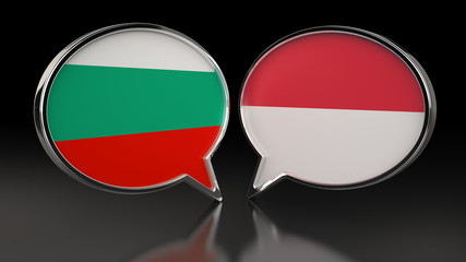 Obraz premium Bulgaria and Monaco flags with Speech Bubbles. 3D illustration