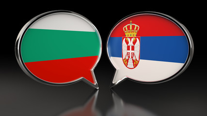 Obraz premium Bulgaria and Serbia flags with Speech Bubbles. 3D illustration