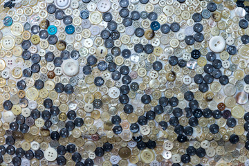 Plastic buttons, Colorful buttons background, Buttons close up, Buttons background.