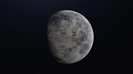 Ceres dwarf planet in its own orbit in the outer space. 3D render