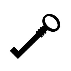 vector on white background vintage key, black silhouette