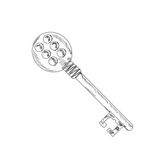 sketch, simple lines. Vintage key