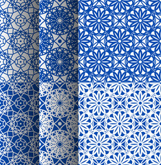 Vector oriental pattern in blue color. Turkish, Spanish, Moorish, Moroccan pattern