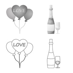 Vector illustration of party and birthday icon. Set of party and celebration stock vector illustration.