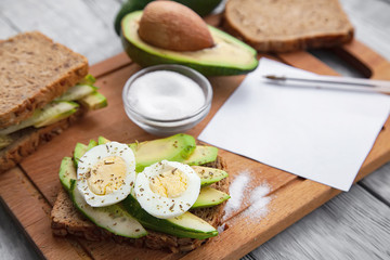 tasty avocado sandwiches with egg and diet plan