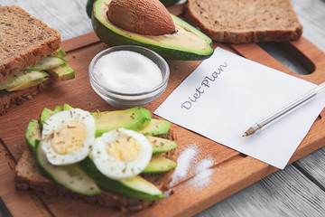 tasty avocado sandwiches with egg and diet plan