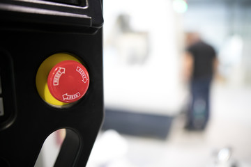 Red emergency stop switch reset button