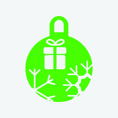 Christmas ball with snowflake Icon flat vector. xmas ball icon vector