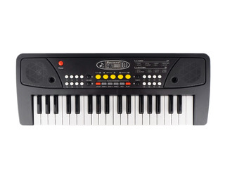 Electronic musical piano keyboard for kids isolated on white background with clipping path