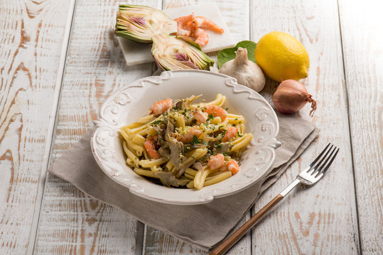 pasta with shrimp artichoke and lemon grated peel