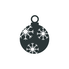 Christmas ball with snowflake Icon flat vector. xmas ball icon vector