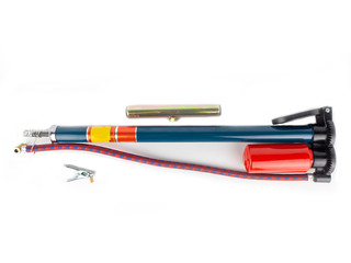 Bicycle tire air pump isolated on white background.