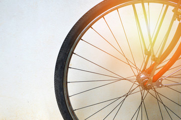 vintage bicycle wheel / close up of details bicycle wheel spokes