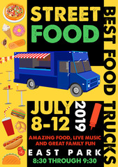 Food Festival Flyer with Food Alphabet. Vector Illustration.