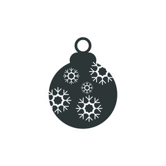 Christmas ball with snowflake Icon flat vector. xmas ball icon vector