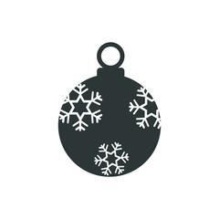 Christmas ball with snowflake Icon flat vector. xmas ball icon vector