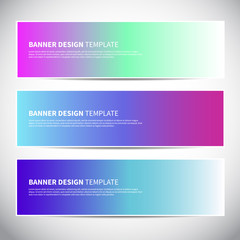 Banners or headers with trendy bright gradient colorful background