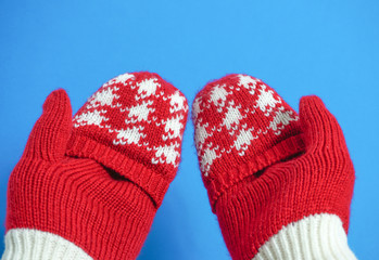 Winter red gloves　冬の赤い手袋