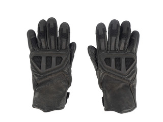 Motorcycle gloves made of leather, protect the rider wrists from injury isolated on white background with clipping patch