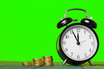Time is money, table clock with coins