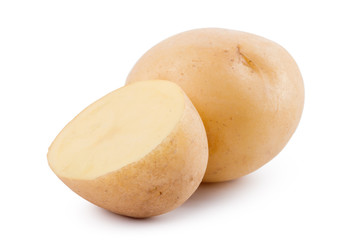 raw yellow potato isolated on white background