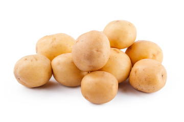 raw yellow potato isolated on white background