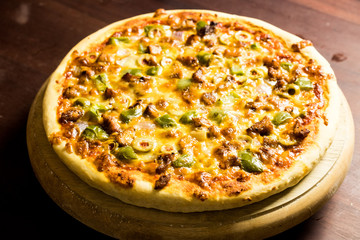 Pan Pizza take from top side closeup