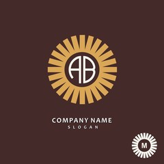 Round stripe wreath. Stylish and graceful monogram design , Elegant line art logo design, vector template