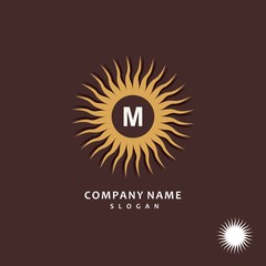 Sun. Stylish and graceful monogram design , Elegant line art logo design, vector template.