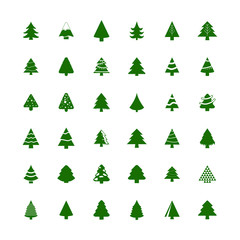 Obraz premium Different Christmas tree set, vector illustration. Can be used for greeting card, invitation, banner, web design.