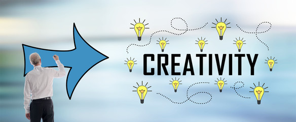 Creativity concept drawn by a man