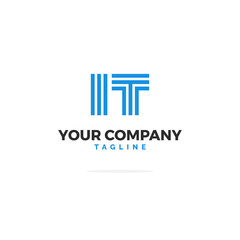 Blue Vector IT Logo Lines