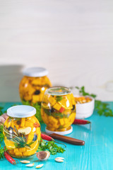 Homemade orange cut pumpkin pickles