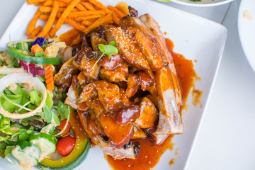 Pork Spare Ribs with Salad.