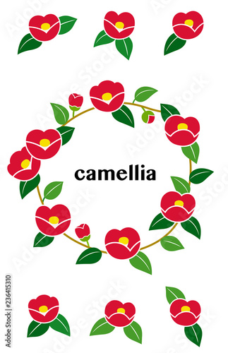 椿の輪形フレームイラスト Wall Mural Wallpaper Murals Dragontiger8