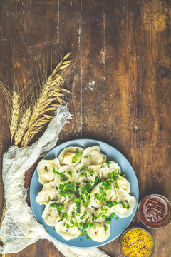 Tasty homemade meat dumplings or traditional italian ravioli